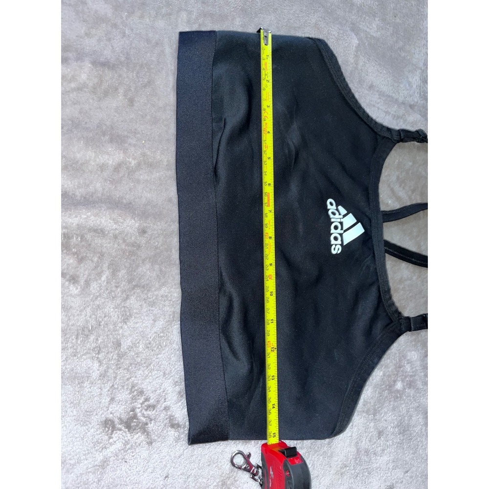 Adidas Womens High Neck Sports Bra Black White Logo Adjustable Straps Activewear - Picture 2 of 4